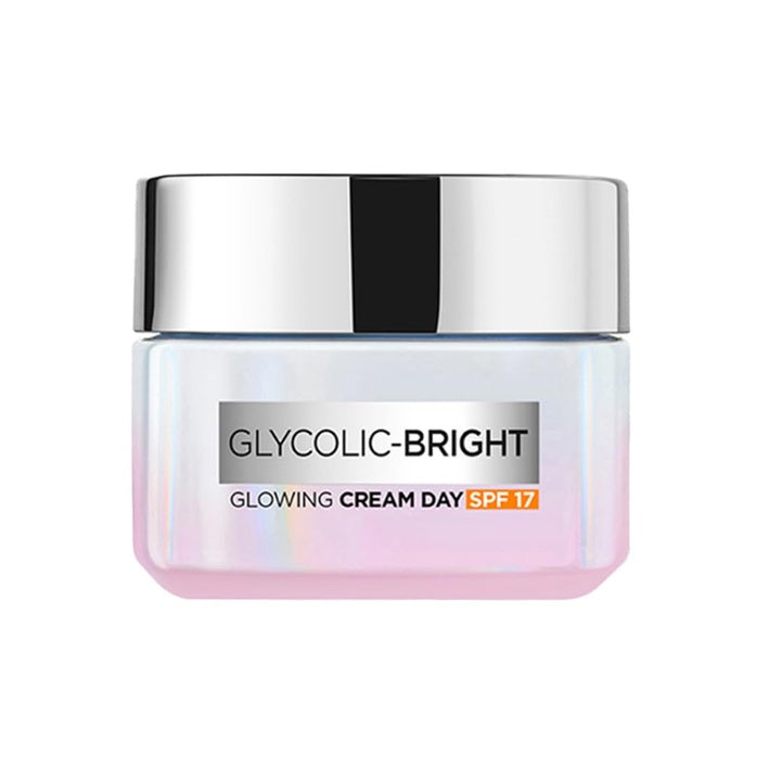 L'Oréal Paris Glycolic Bright Day Cream with SPF 17, 15ml | Bright & Glowing Skin| Reduces dark spots, evens skin tone