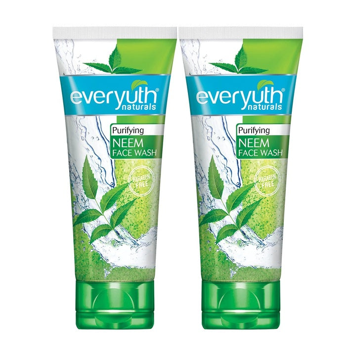 Everyuth Naturals Purifying Neem Face Wash|Antibacterial Neem&Tea Tree Oil|Hydrated,Clear&Healthy Skin|Paraben Free|100% Soap Free|Oily,Dry,Normal,Combination&Sensitive Skin -150 G (Pack Of 2)
