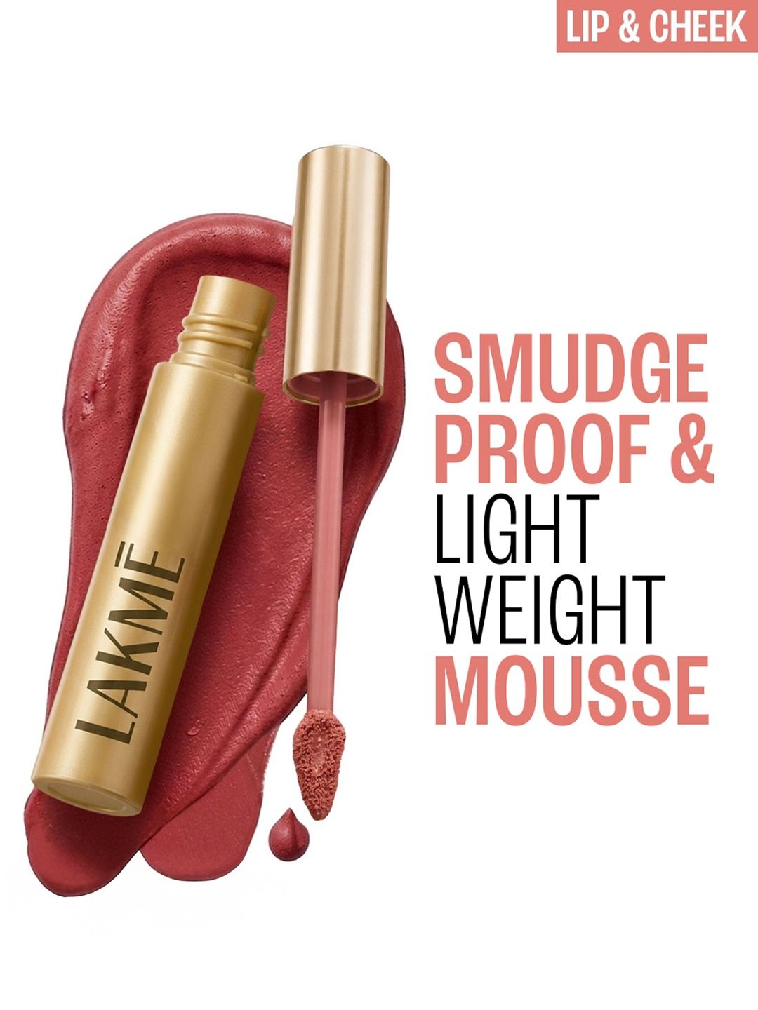 Lakme Double Duty 2in1 Lip & Cheek Mousse Matte Lipstick & Soft Blush 9g - Burgundy Lush