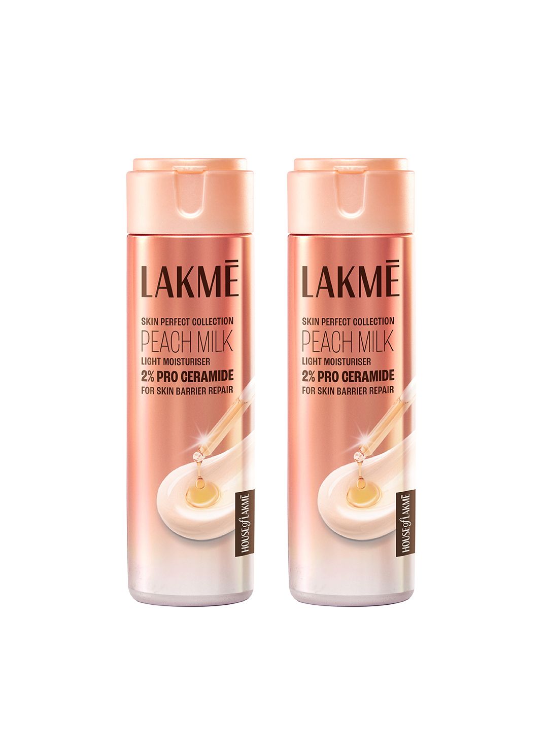Lakme Set of 2 Peach Pro Ceramide Moisturiser with Vitamin E For Dry Skin - 200ml each
