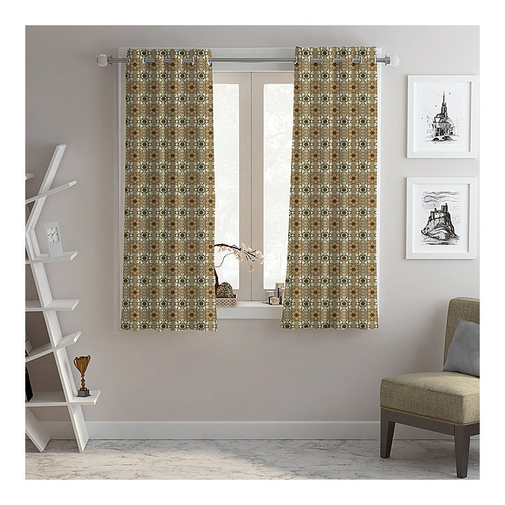 Decorous Window Curtain Abstract - Coffee : 112 x 150 cm