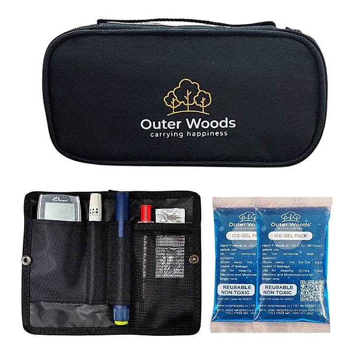 Outer Woods Insulin Cooling Travel Pouch (Black) - 300 g : 1 Unit