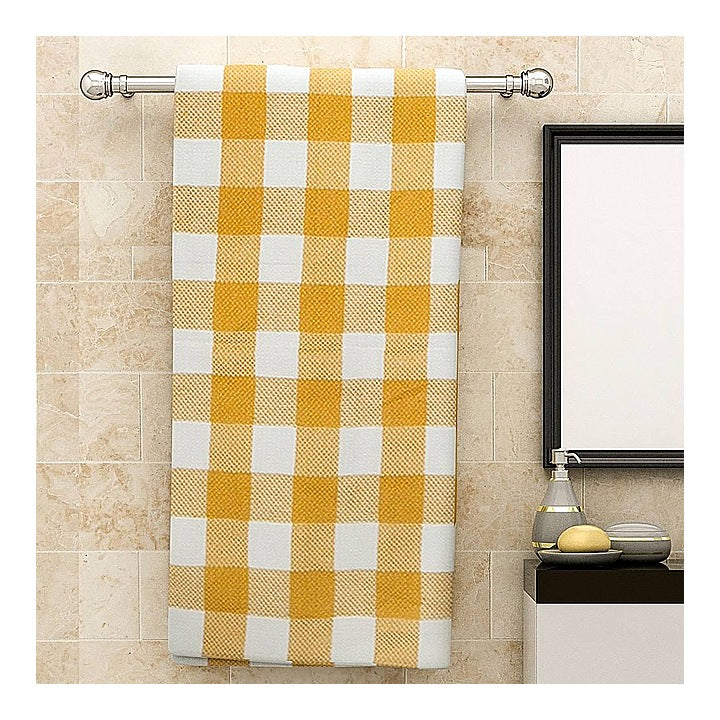 Athom Living Big Checks Bath Towel 210 GSM - Yellow (75x150 cm) : 1 Unit