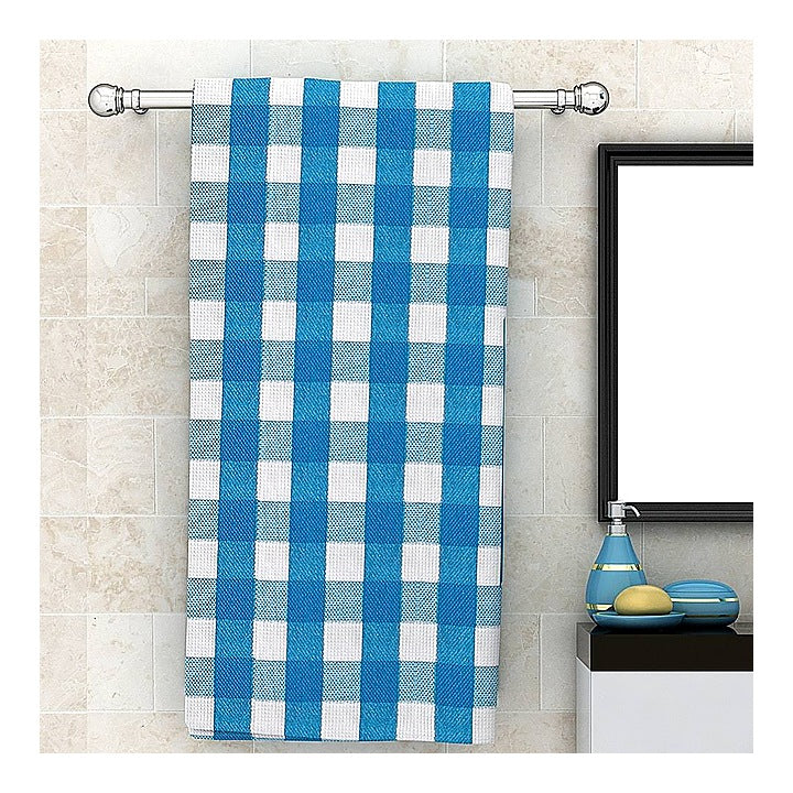 Athom Living Big Checks Bath Towel 210 GSM - Blue (75x150 cm) : 1 Unit
