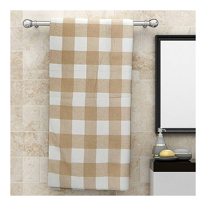 Athom Living Big Checks Bath Towel 210 GSM - Beige (75x150 cm) : 1 Unit