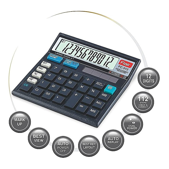 Flair FC-512 M Calculator - Black : 1 Unit