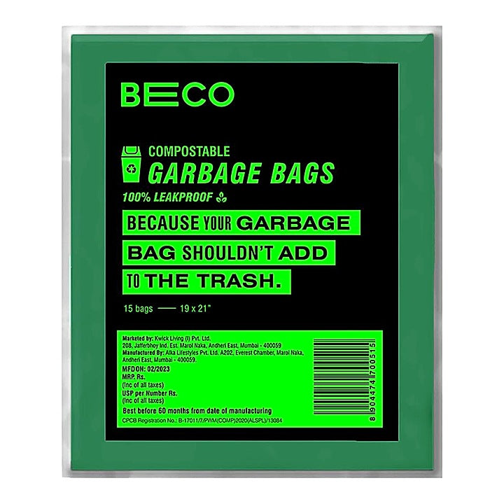 BECO Compostable Medium Garbage Bags - 19x21 Inches : 15 Units