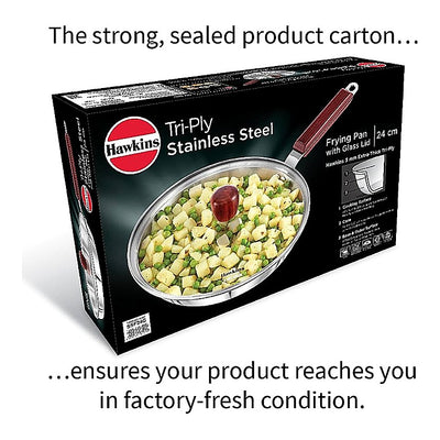 Hawkins Stainless Steel Triply Frying Pan With Glass Lid - 24 cm : 1 Unit