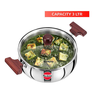 Hawkins Stainless Steel Tri-Ply Handi With Glass Lid - 3 L : 1 Unit