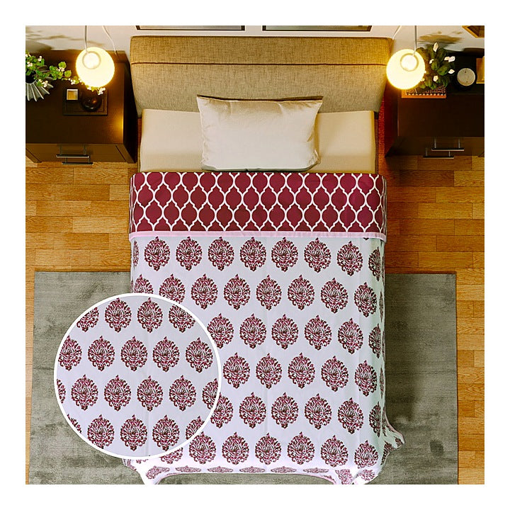 VAA Reversible Single Cotton Dohar- Purple : 137 x 213 cm