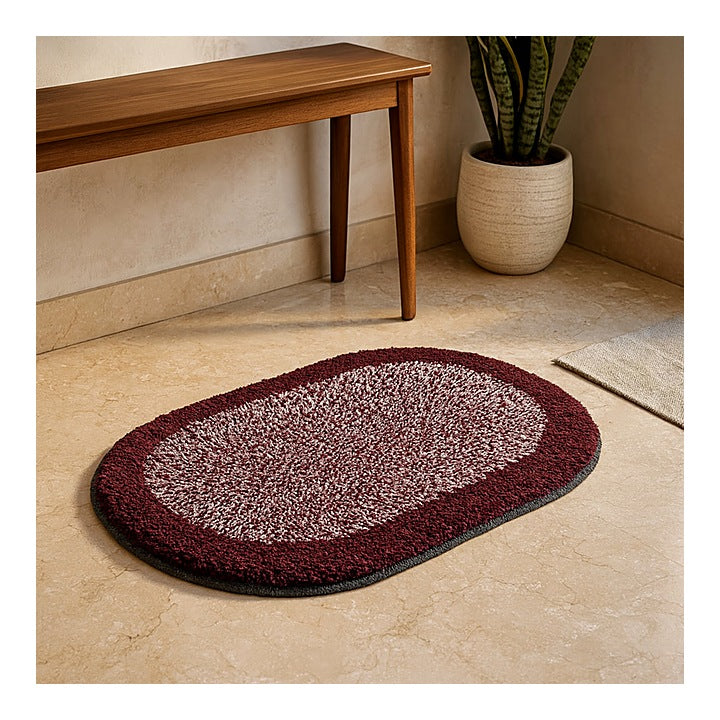 Elegant Weavers Cotton Oval Bathmat (Red) - 38x58 cm : 1 Unit