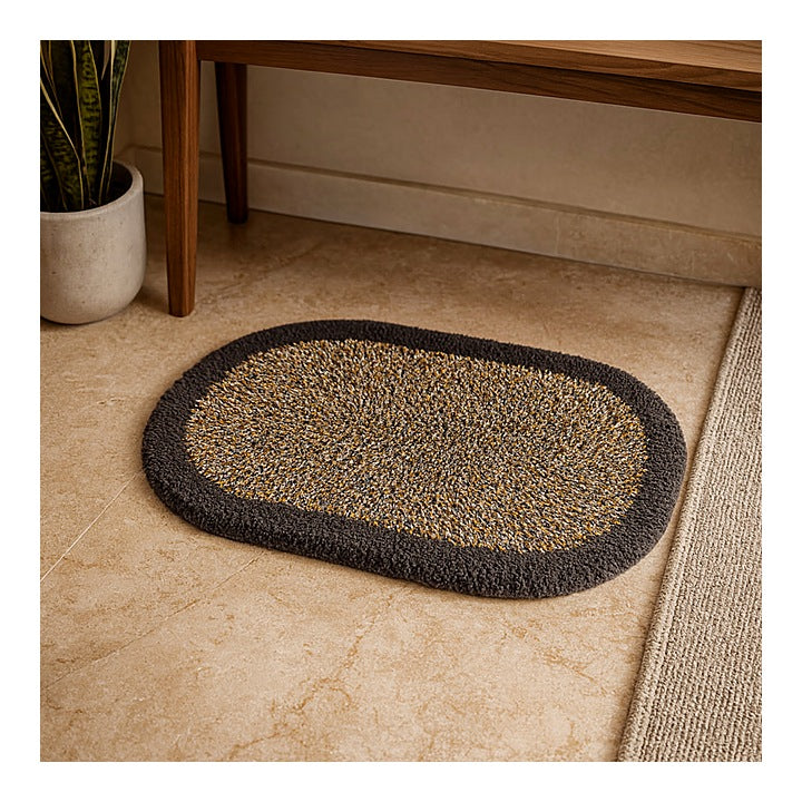 Elegant Weavers Cotton Oval Bathmat (Brown) - 38x58 cm : 1 Unit