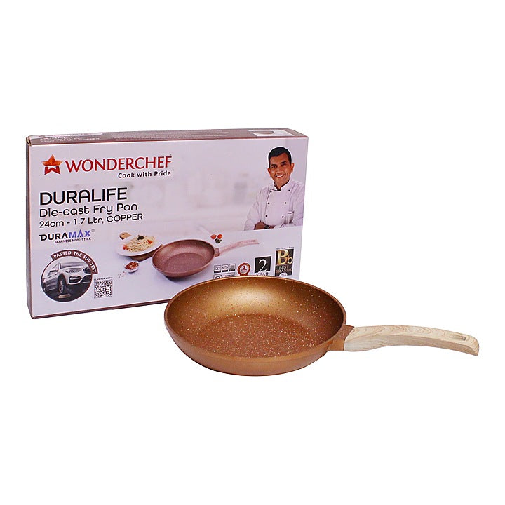 Wonderchef Duralife Die-Cast Non-Stick Fry Pan - Copper : 24 cm