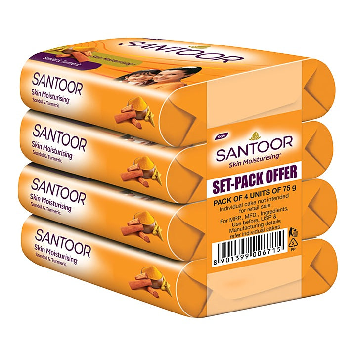 Santoor Sandal & Turmeric Soap : 100 g x 4 U