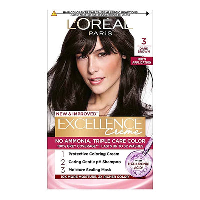 L'Oreal Excellence Creme 3 Dark Brown Hair Colour : 72 ml + 100 g