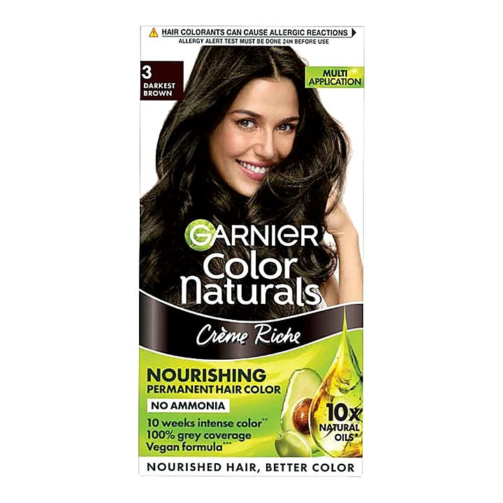 Garnier Colour Naturals 3 Darkest Brown Hair Colour - 60ml+50g : 1 Unit