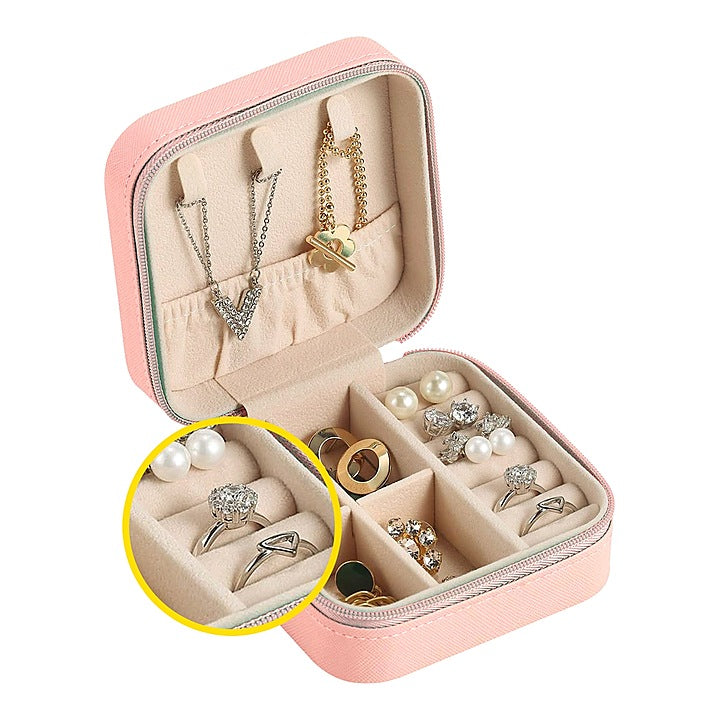 Karv Zipper Closer Faux Leather Jewellery Box - Small (Pink) : 1 Unit