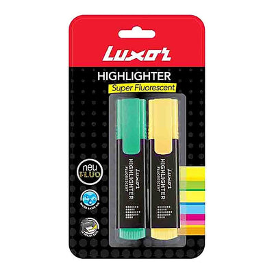 Luxor Highlighter Pen Blister - Green & Yellow : Pack of 2