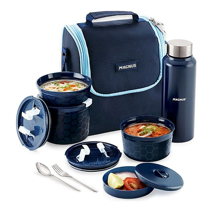 Magnus Microwave Neo 5 Inner Steel (4 Lunch Boxes + 1 Bottle) - Blue : 1 Unit