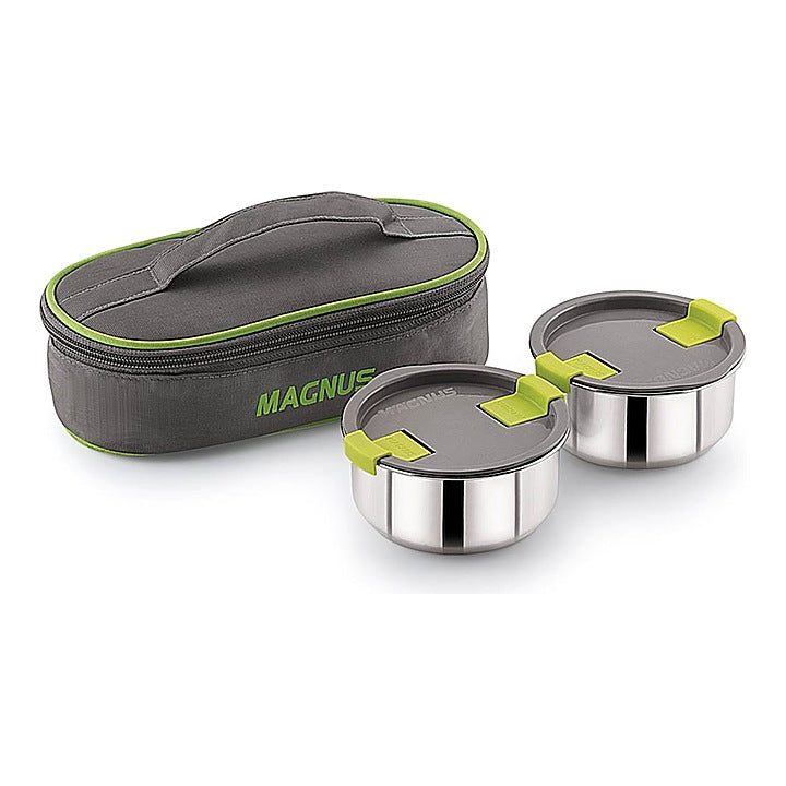 Magnus Olive 2 Stainless Steel Lunch Box Green - 2 Container : 1 Unit