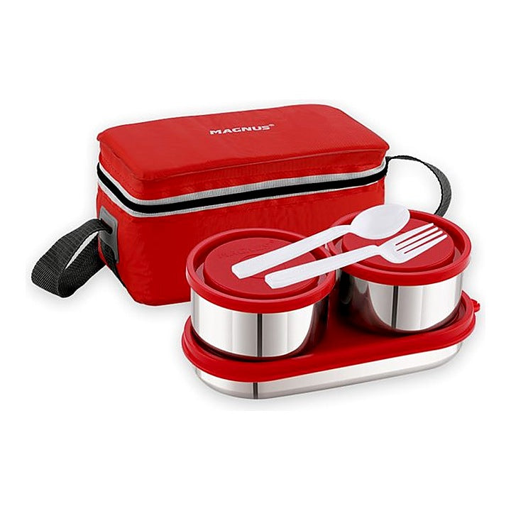 Magnus Fancy 3 Prime Stainless Steel Lunch Box - Red : 3 Container