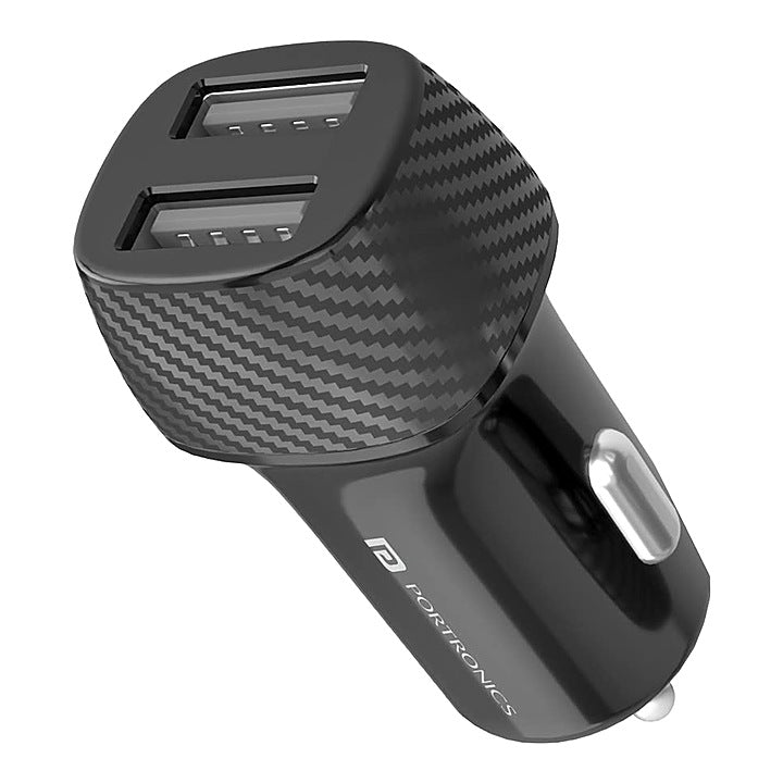 Portronics Dual Micro USB 12 W Car Charger (Black) - POR-1345 : 12 W