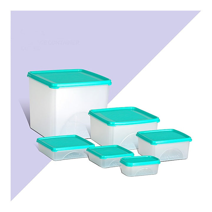 Belocopia Square & Rectangle Plastic Containers Aqua (Green) CFS0015 - Set of 6 : 1 Unit