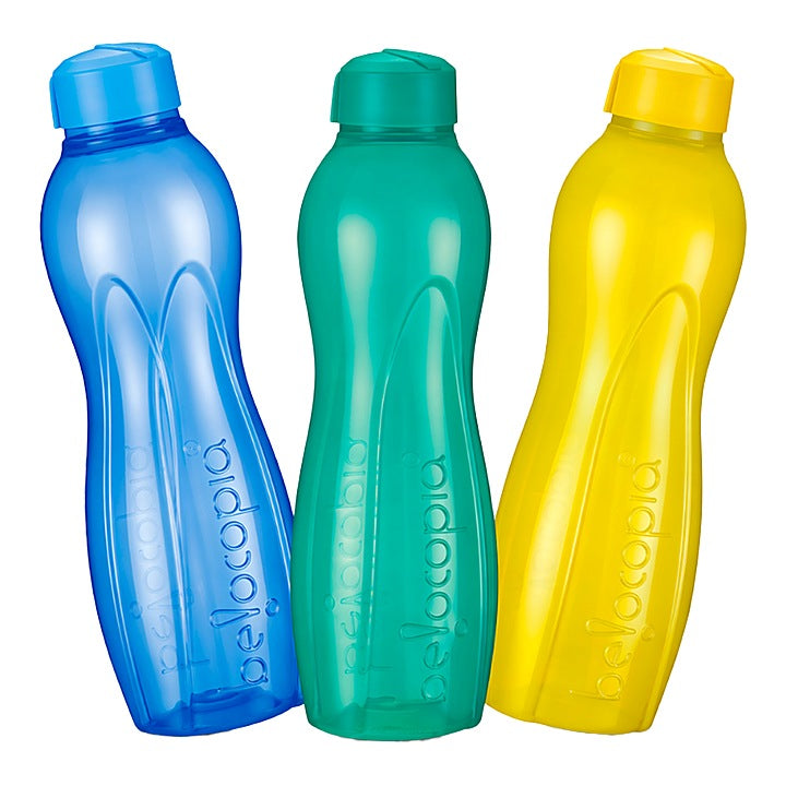 Belocopia Hiero Plastic Water Bottle (1L) Multi Colour CWB0010 - Set of 3 : 1 Unit