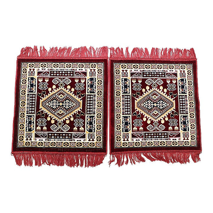 Sheetal World Floor Mat 1919 Aasan Mat (Maroon - D1) 48x48 cm - Set Of 2 : 1 Unit