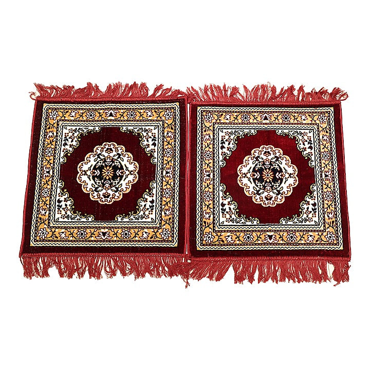 Sheetal World Floor Mat 1919 Aasan Mat (Maroon - D3) 48x48 cm - Set Of 2 : 1 Unit