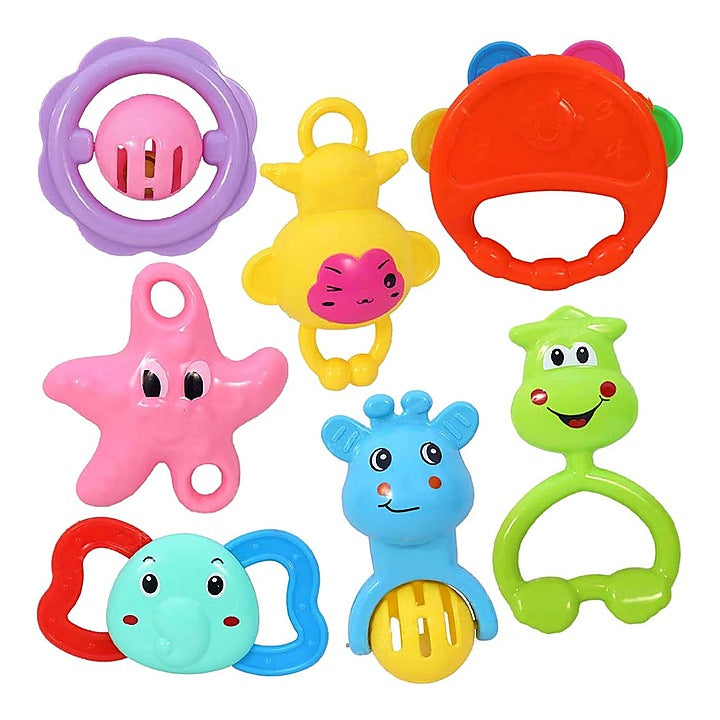 Toyshine Rattle Set With Teathers For Newborn Babies - Multicolour : 1 Unit