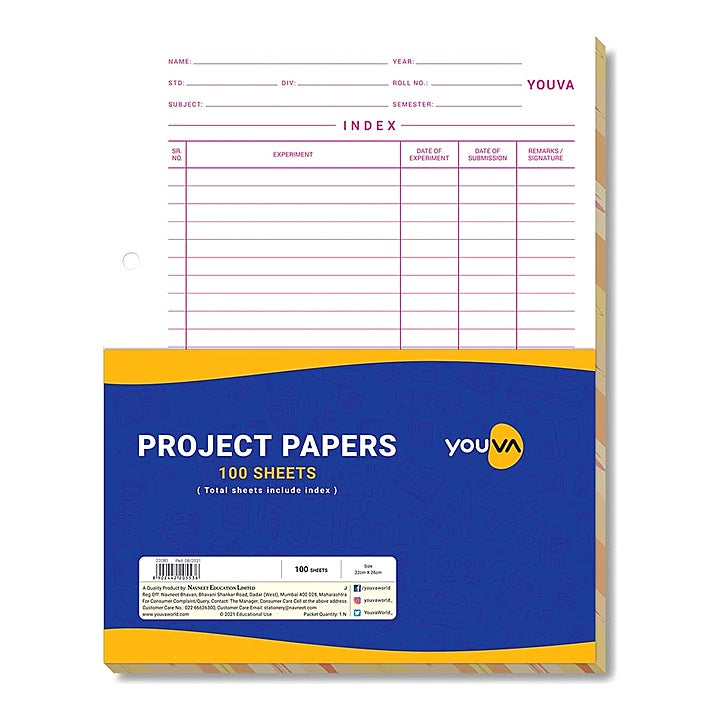 Navneet Youva Project Paper - 22 x 28 cm - 100 Sheets : Pack of 1