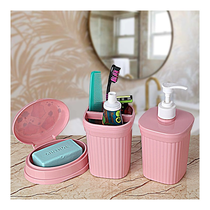 Happy Family Splash Bathroom Accessories Set (Pink) - 3 Pieces : 1 Unit