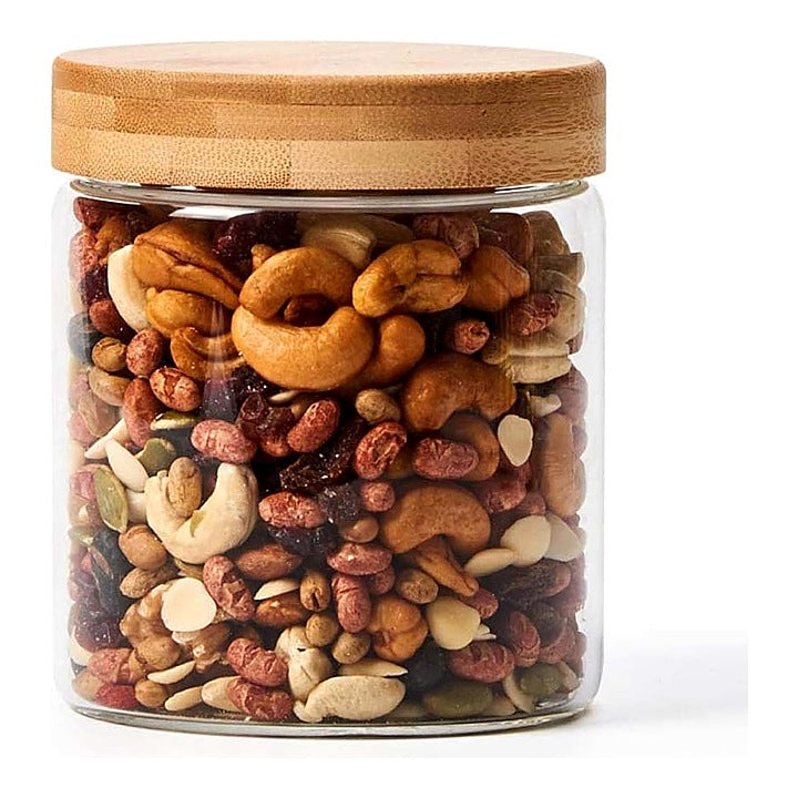 Femora Glassware Round Storage Jar With Wooden Lid : 750 ml