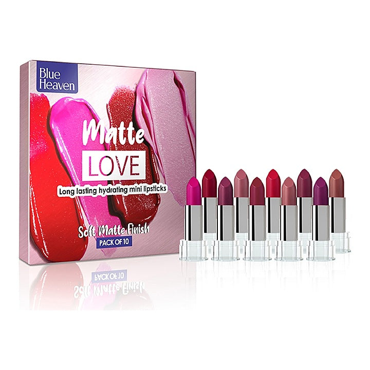 Blue Heaven Matte Love Lasting Hydrating Lipsticks - Pack Of 10 : 1 Unit