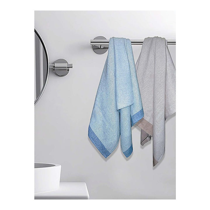 Athom Living Aster Bath Towel (Brown & Blue) 75x150 cm : Set of 2