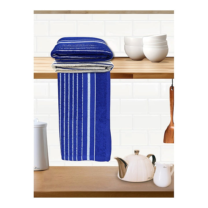 Athom Living Hand Towel Stripes Navy Blue - 40x60 cm : Set of 3