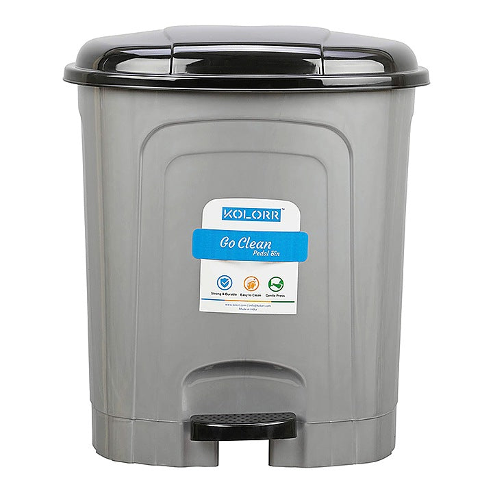 Kolorr Plastic Go Clean Pedal Bin - Silver (13 L) : 1 Unit