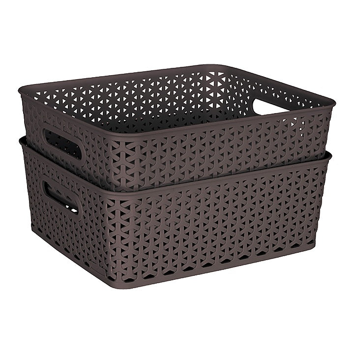 Kolorr Plastic Royal Medium Basket (Dark Brown) 6 L - Set Of 2 : 1 Unit