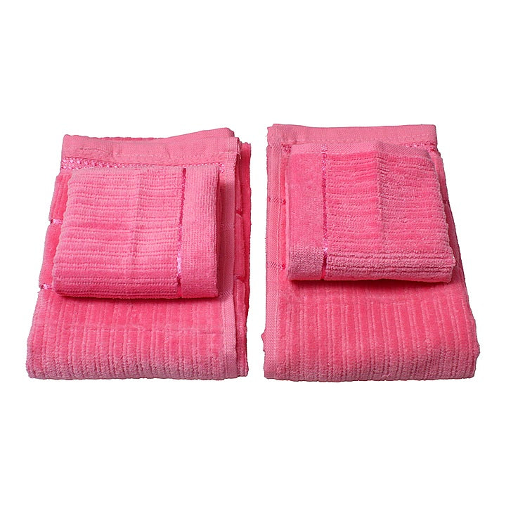 EW Merry Towel Combo 400 GSM - Pink : 2 Hand Towels + 2 Face Towels