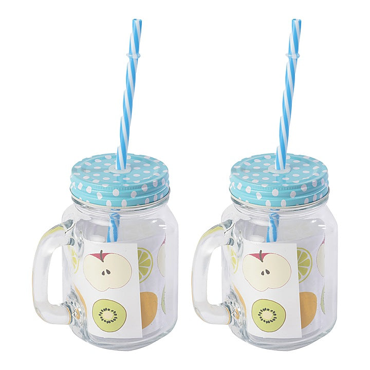 White Gold Mason Glass Jar with Lid (WG 8064) - 450 ml (Assorted) - 2 Pieces : 1 Unit