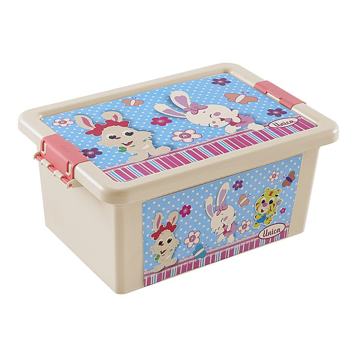 Unica Bunny Print Storage Box (Ivory & Coral) - 7.2 L : 1 Unit