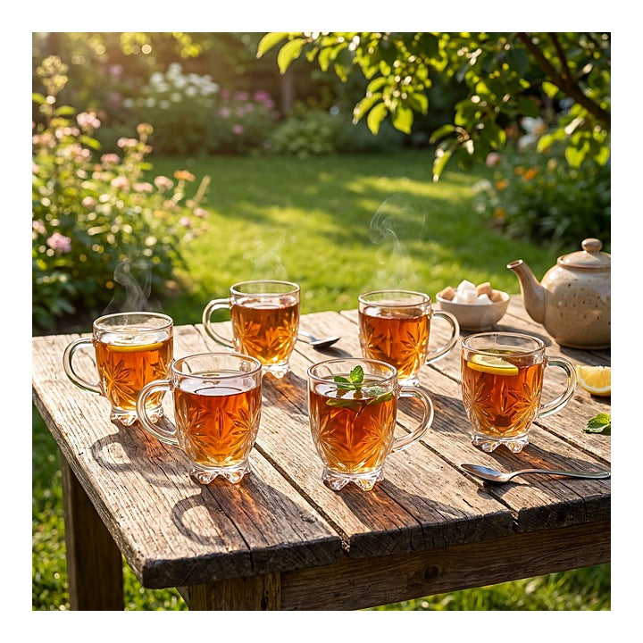 D Homes Deli Glass Mug Flower - 160 ml : 6 N