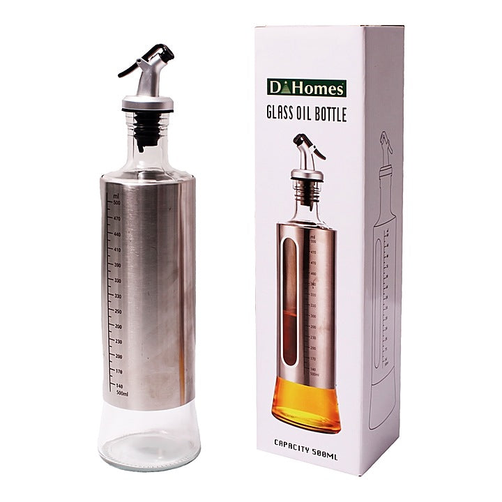 D Homes Glass Oil Bottle With Cover - 500 ml : 1 Unit