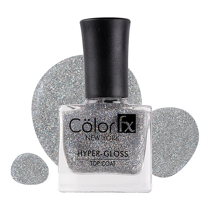 Colour Fx New York Hyper-Gloss Top Coat Holo 172 Nail Polish - Silver : 9 ml