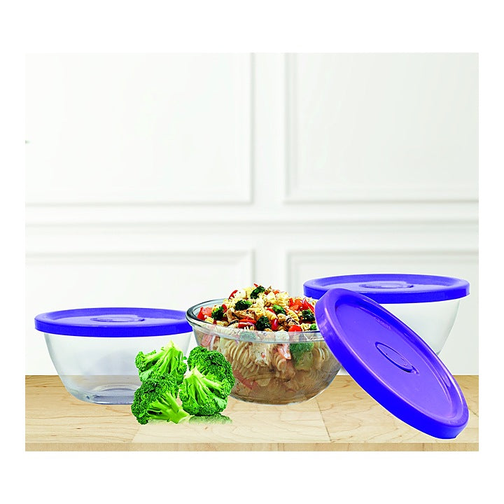 Yera Glass Bowl Set with Lid (B16FL) 435 ml - 3 Pieces : 1 Unit