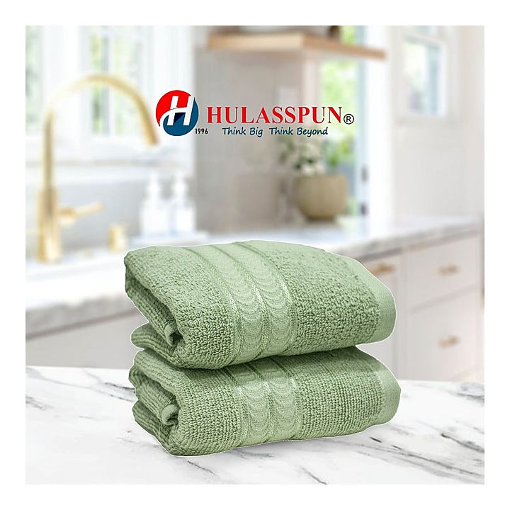 Hulasspun Aster Hand Towel GSM 420 - 40x60 cm (Green) Set of 2 : 1 Unit