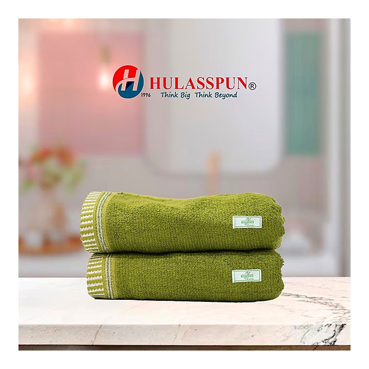 Hulasspun Green Bamboo Moss Hand Towel GSM 420 - 40x60 cm (Green) Set of 2 : 1 Unit