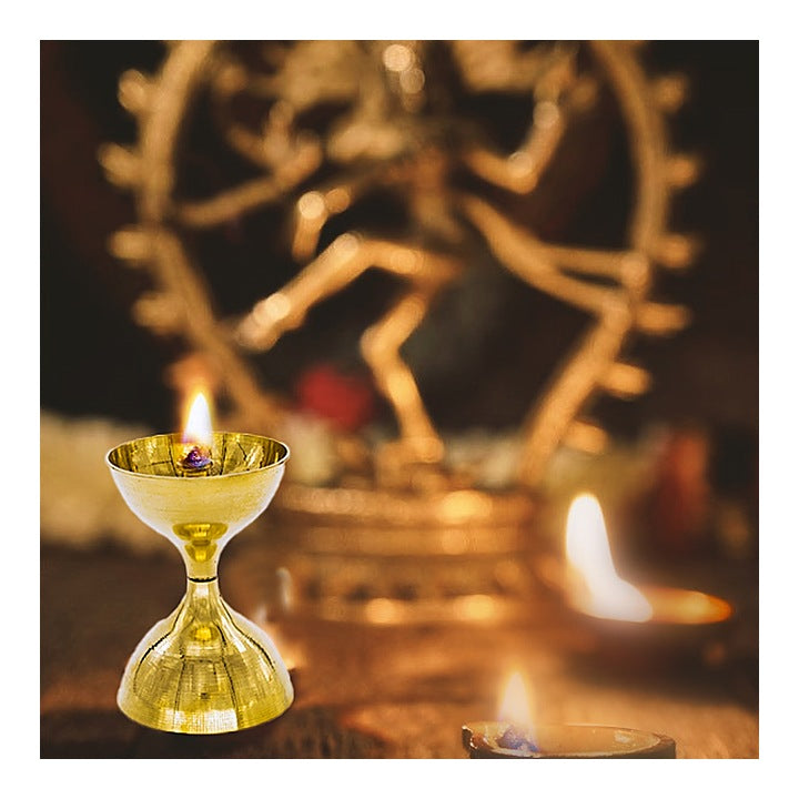 Brass Special Nandadeep Diya No.3 - Traditional Oil Lamp : 1 Unit