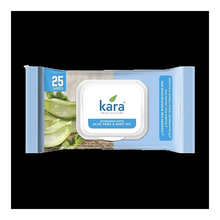 Kara Aloe Vera & Mint Oil Refreshing Wipes : 25 Unit
